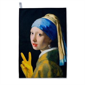 Girl with a Yellow Glove Tea Towel