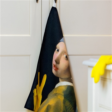 Girl with a Yellow Glove Tea Towel