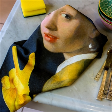 Girl with a Yellow Glove Tea Towel