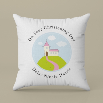 Personalised Girls Christening Cushion