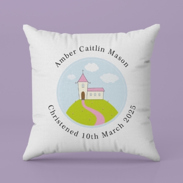 Personalised Girls Christening Cushion