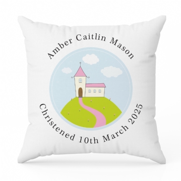 Personalised Girls Christening Cushion