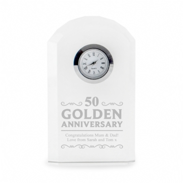Engraved Golden Wedding Anniversary Mantel Clock