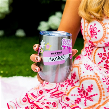 Personalised Sticker Metal Thermos Wine Tumbler