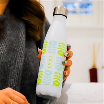 Personalised Retro Floral Metal Thermos Water Bottle