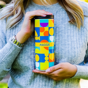 Personalised Retro Geometric Thermos Travel Mug Flask