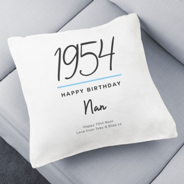 Classy 70th Birthday Year Personalised Cushion