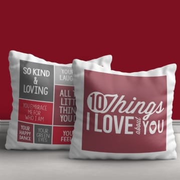 10 Things I Love About You Personalised Cushion Find Me A Gift