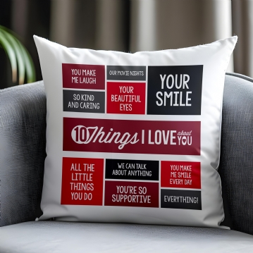 10 Things I Love About You Personalised Cushion