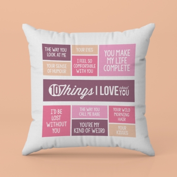 10 Things I Love About You Personalised Cushion