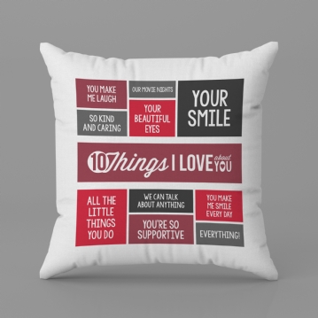 10 Things I Love About You Personalised Cushion