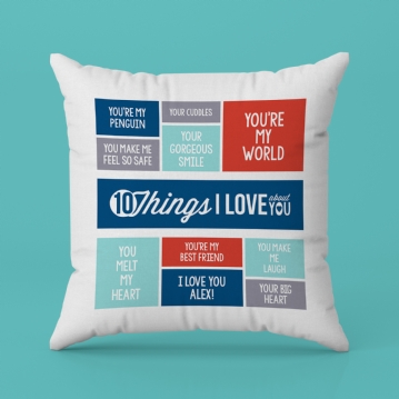 10 Things I Love About You Personalised Cushion