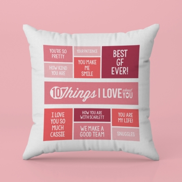 10 Things I Love About You Personalised Cushion