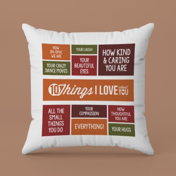 10 Things I Love About You Personalised Cushion