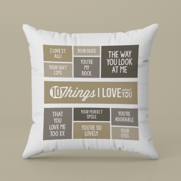 10 Things I Love About You Personalised Cushion