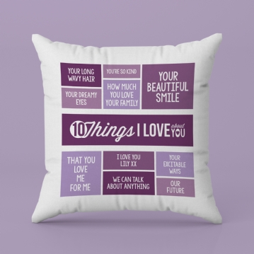 10 Things I Love About You Personalised Cushion