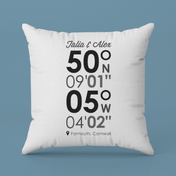 Personalised Location Coordinates Cushion
