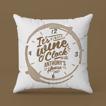 "It's Always Wine O'Clock..." Personalised White Wine Cushion