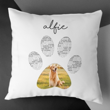 Personalised Pet Photo Pawprint Cushion