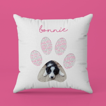 Personalised Pet Photo Pawprint Cushion