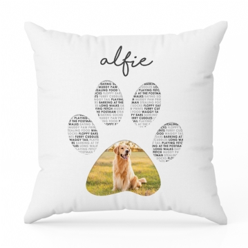 Personalised Pet Photo Pawprint Cushion