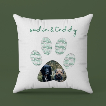Personalised Pet Photo Pawprint Cushion