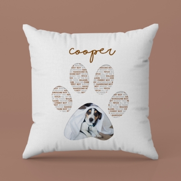 Personalised Pet Photo Pawprint Cushion