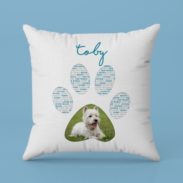 Personalised Pet Photo Pawprint Cushion
