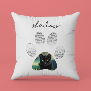 Personalised Pet Photo Pawprint Cushion