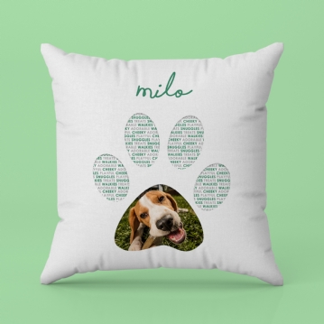 Personalised Pet Photo Pawprint Cushion
