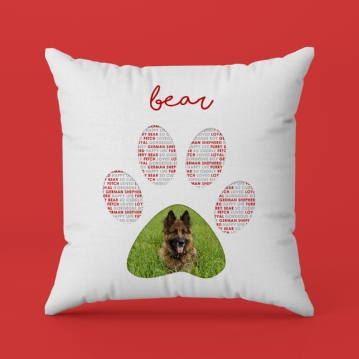 Personalised Pet Photo Pawprint Cushion