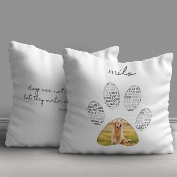 Personalised Pet Photo Pawprint Cushion