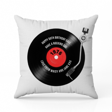 Personalised 50th Birthday Retro Record Cushion