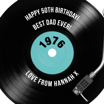Personalised 50th Birthday Retro Record Cushion
