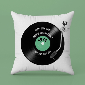 Personalised 50th Birthday Retro Record Cushion