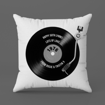 Personalised 50th Birthday Retro Record Cushion