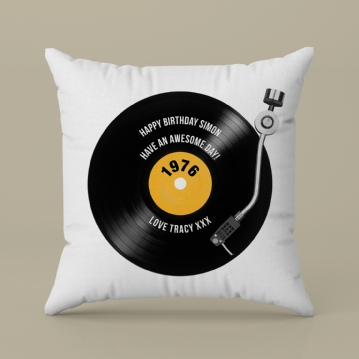 Personalised 50th Birthday Retro Record Cushion