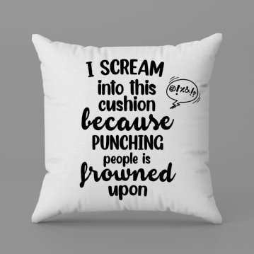 Punching People is Frowned Upon Funny Cushion