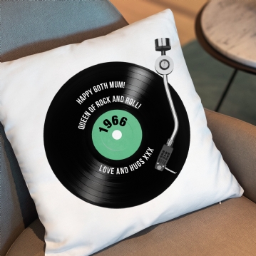 60th Birthday Retro Record Personalised Cushion