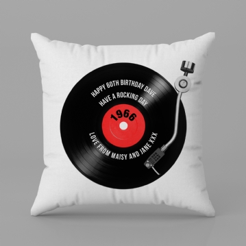60th Birthday Retro Record Personalised Cushion