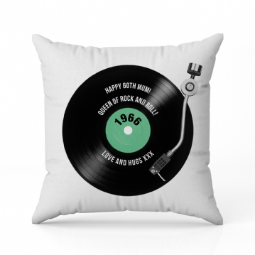 60th Birthday Retro Record Personalised Cushion