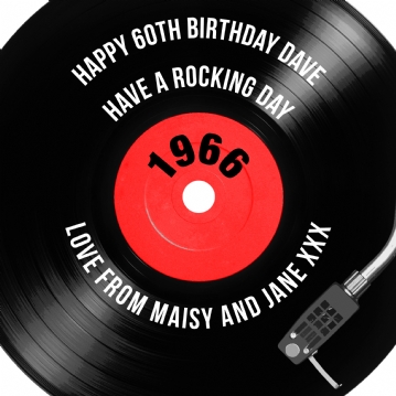 60th Birthday Retro Record Personalised Cushion