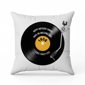 Personalised 70th Birthday Retro Record Cushion