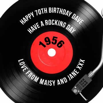 Personalised 70th Birthday Retro Record Cushion