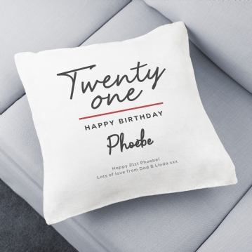 Classy 21st Birthday Personalised Cushion