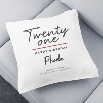 Classy 21st Birthday Personalised Cushion