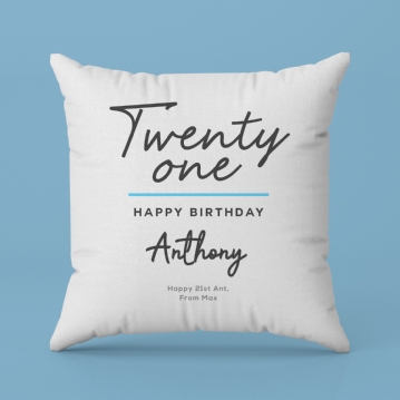 Classy 21st Birthday Personalised Cushion