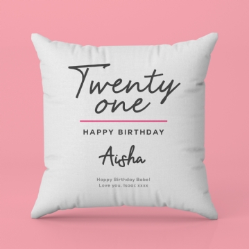 Classy 21st Birthday Personalised Cushion