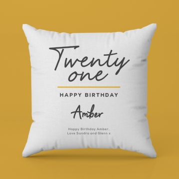 Classy 21st Birthday Personalised Cushion