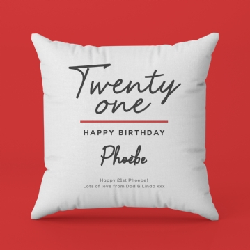 Classy 21st Birthday Personalised Cushion